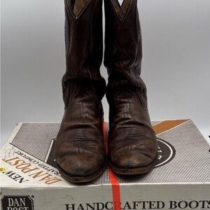 Dan Post Men's Dark Brown Cowboy Boots Vintage Handcrafted Ranchero 10.5